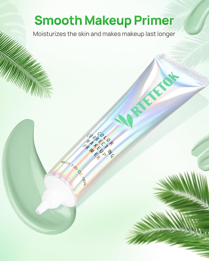 Green Primer Color Correcting for Face Before Makeup, Smoothing Primer Color Corrector for Redness, Brightening Base Makeup for Combination Skin