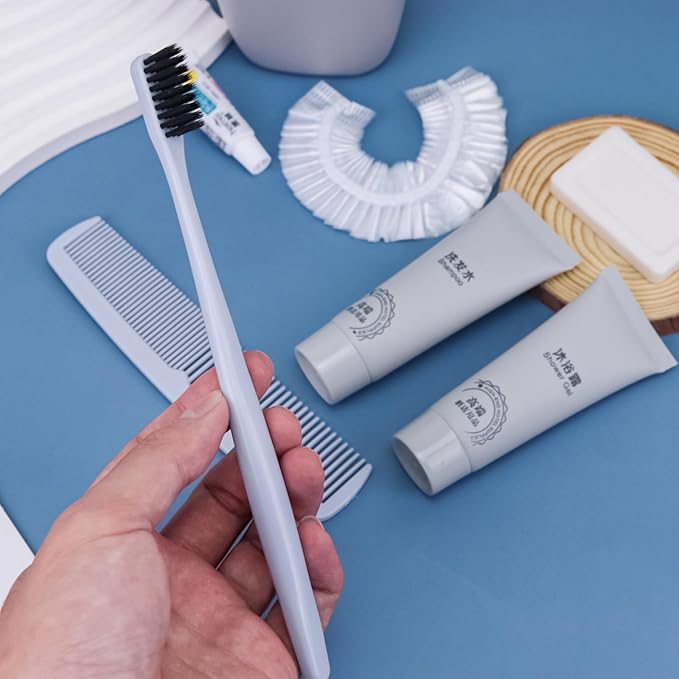 Hygiene Kit, Hygiene Kit Bulk, Travel Hygiene Kit With Toothbrush, Toothpaste, Comb, Shampoo, Shower Gel, Shower Cap And Soap, Individually Packed, Suitable For Hotel, Home, Travel (12 sets)