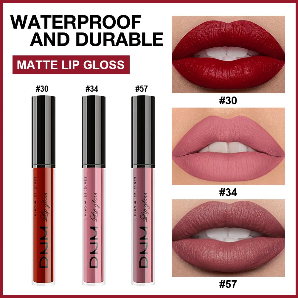 evpct 3Pcs Dark Red Mauve Maroon Matte Liquid Lipstick Lip Stain Sets for Women, Matte Lipstick Long Lasting Waterproof Permanent 24 Hours original, Magic Lip Sticks Pack for Halloween Daily Makeup