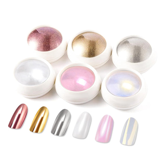 Chrome Nail Powder BISHENGYF -【Fairy Effect】Gold Chrome Nail Powder Aurora Mermaid White Pearl Pink Chrome Powder For Nails, Metallic Mirror Pigment Glitter Dust For Manicure Decoration DIY