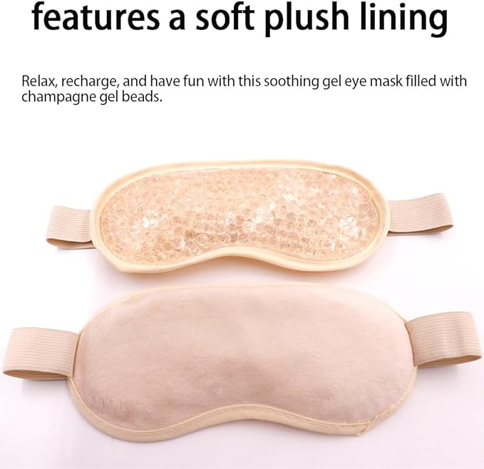 Gel Eye Mask, Cooling Eye Pads Reusable Small Ice Pack Under Eye Patches, Eye Hot Cold Treatment Pack for Redness, Pain Relief and Eye Relax (Champagne - 2count)