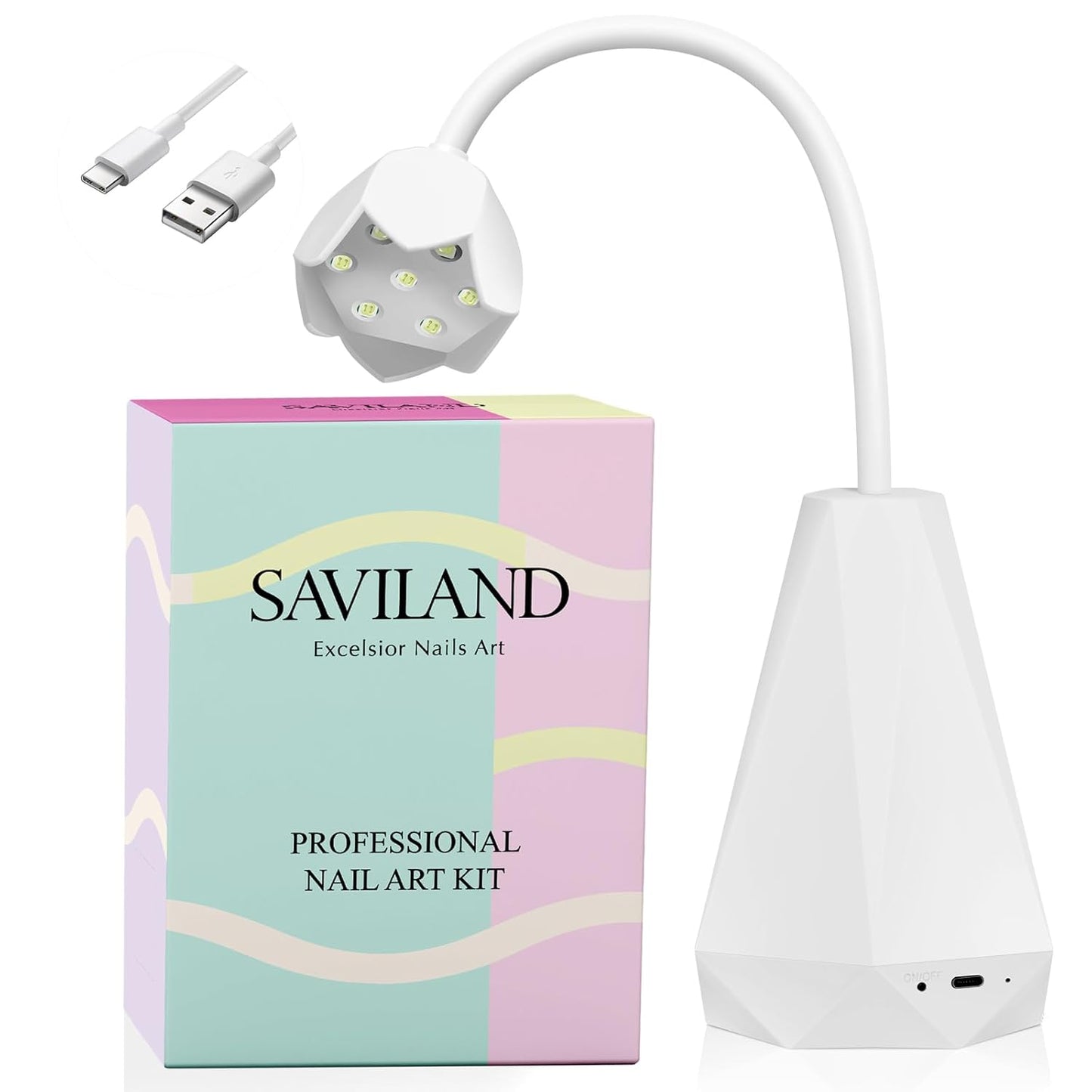 SAVILAND Portable LED Nail Lamp - 21W Gel Lamp, Mini U V Light, Nail Dryer for Polish Glue Gel Kit, Quick Dry Curing for Salon Home DIY Manicure
