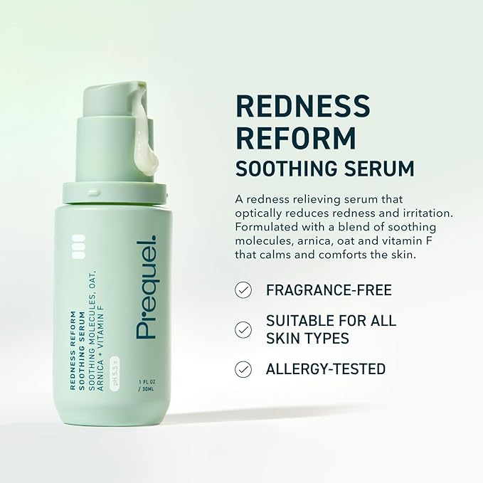 Skin Redness Reform, Calming Serum for Face. Advanced Clinical Optical Corrector for Redness and Discomfort. Soothing Face Serum with Oat Extract for Sensitive Skin. 1oz Pump