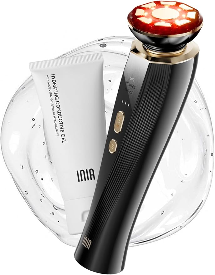 INIA Micro-Current Facial Device, 3-in-1 Facial Massager Red Light Therapy for Face and Neck True Beauty Glow Device Effective for Wrinkle and Puffiness