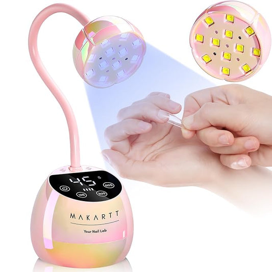 Makartt UV LED Nail Lamp - Gooseneck UV Light for Nails Cordless Rechargeable USB 39W Dryer LED Lamp with Auto Sensor 4 Timer Settings Fast Curing for Nail Art Polish (Glazed Pink)