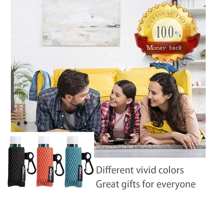 WK IEASON Lip Balm Sleeves Holder Keychain 3pcs Clip on Chapstick Lipstick Sleeves Keychain Holder Pouch Tight-Knit Elastic Lipstick Sleeves Key Ring(Black/Jade/Orange)