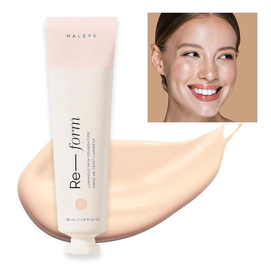 HALEYS Re-form Luminous Skin Foundation, VEGAN + CRUELTY-FREE, Blurs, Conceals, Blendable, Buildable Med-to-Full Coverage, Weightless, Oil-free, All-Day Wear, Hyaluronic Acid, All skin types (2.15)