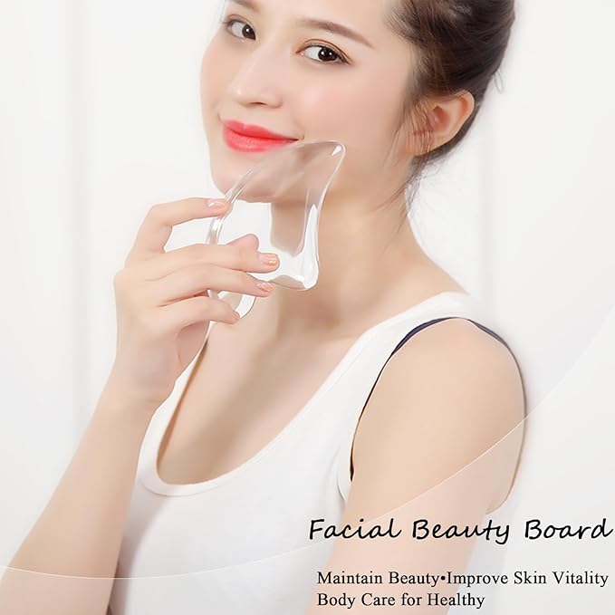 Gua Sha Facial Tools Transparent Natural Resin Face Massage Tool for Body Gua Sha Lymphatic Drainage Massager Fascia Blaster Cellulite Remove Skin Care, Relieve Muscle Tension and Jawline Sculpting