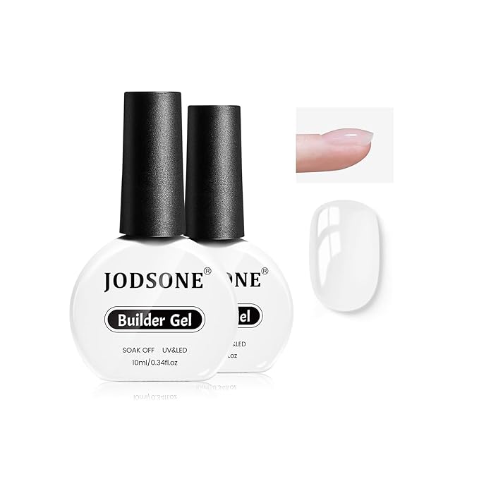JODSONE 2Pcs 10ml Builder Gel Set, Clear Gel Nail Strengthener for Thickening, Nail Extension, Apex Building, Repairing Broken Nails, Long Lasting DIY Nail Art Gift for Women