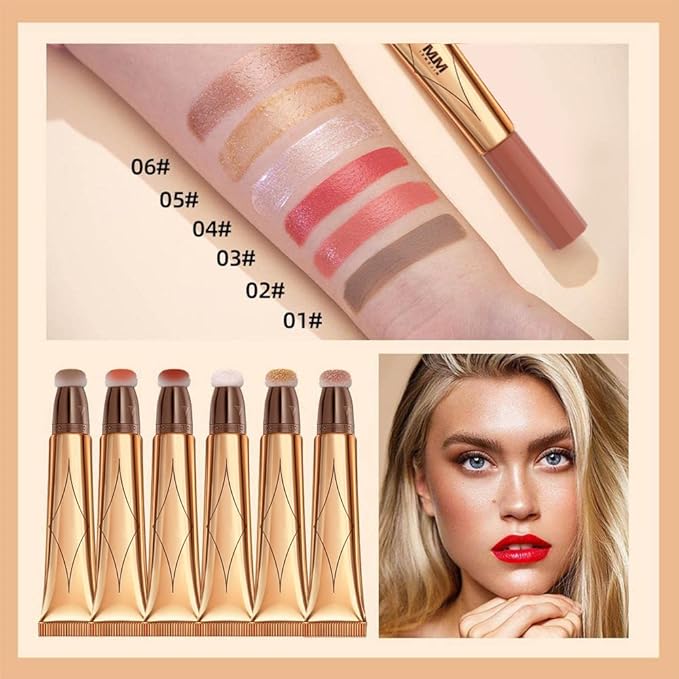 3 Color Contour Beauty Wand, Highlighter ，Blush，Face Concealer Contouring with Cushion Applicator Long Lasting & Smooth Matte Finish Liquid Illuminator Makeup Stick .(01#Contour +03#Blush+06#Highlighter)