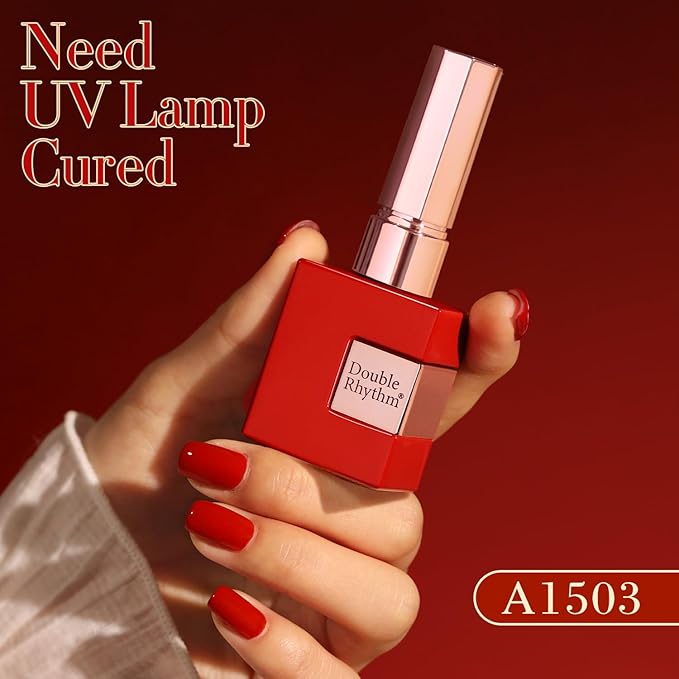 Double Rhythm 6 Pcs 15 ML Gel Polish Set Same Color Same Bottle Soak Off Gel Polish Kit Nail Art Manicure Salon DIY at Home for Women (Glitter Burgundy Dark Cherry Red Maroon-T6-7)