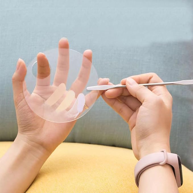 6 Pcs Makeup Mixing Palette Makeup Palette Tray Foundation Mixing Palette Acrylic Palette Foundation Palette Included Makeup Spatula Tool for Foundation Pigment Blending (White)