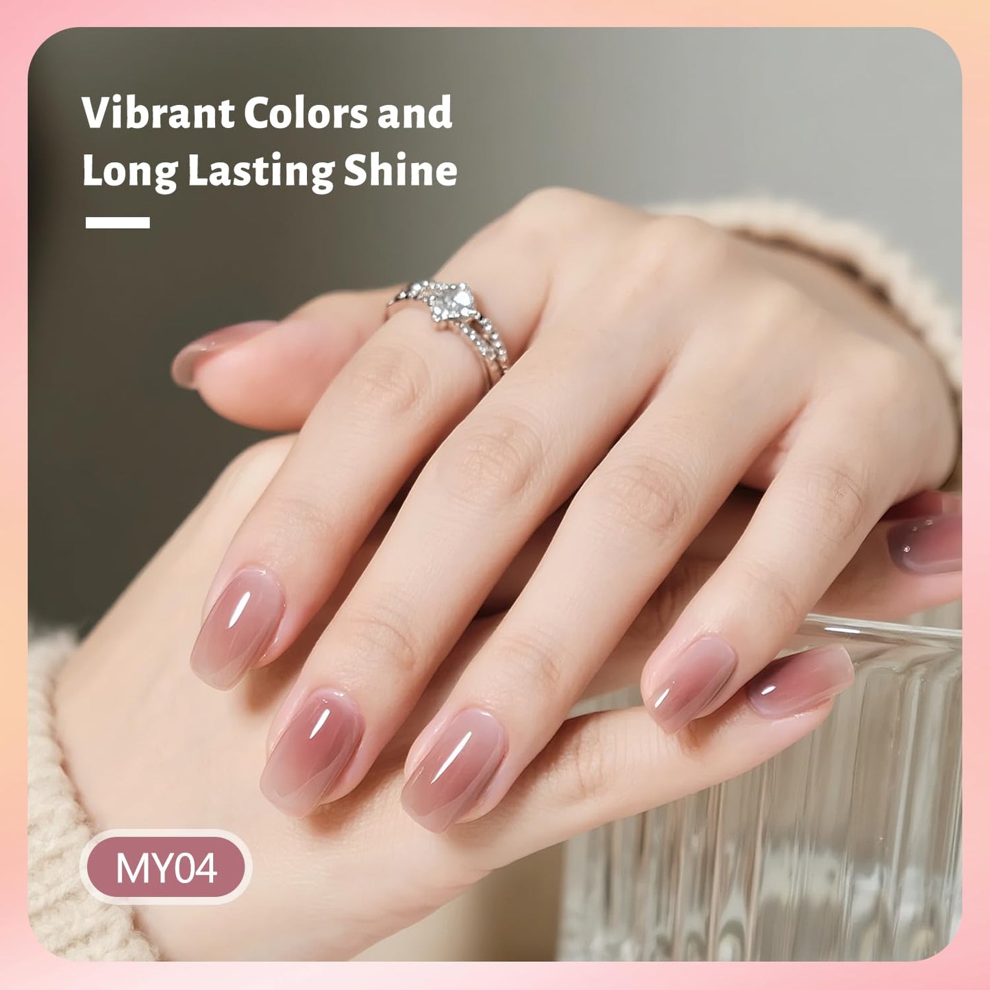 Jelly Nail Polish Set, 10 Color With 2PCS Base and Top Coat Quick Drying High Gloss Shine Jelly Nail Polish Translucent Amber Gray Red Nude Color Holiday Gift Giving