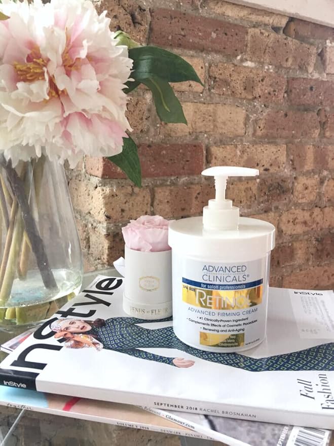 Advanced Clinicals Retinol Cream Face Moisturizer | Crepey Skin Care Treatment | Fragrance Free Body Lotion Targets Look Of Crepe Skin, Wrinkles, & Sagging Skin, 16 Oz (2-Pack)