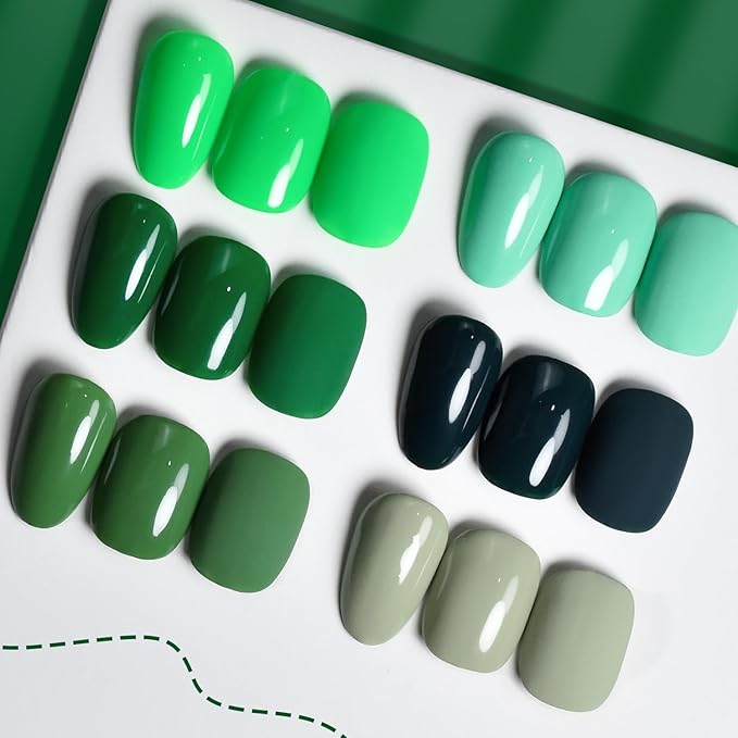 JODSONE 10ml Green Gel Nail Polish 6Pcs Gel Nail Polish Set All Seasons Neutral Soak off U V Lamp Manicure Set for Nail Art Collection St. Patrick's Day Gift for Her