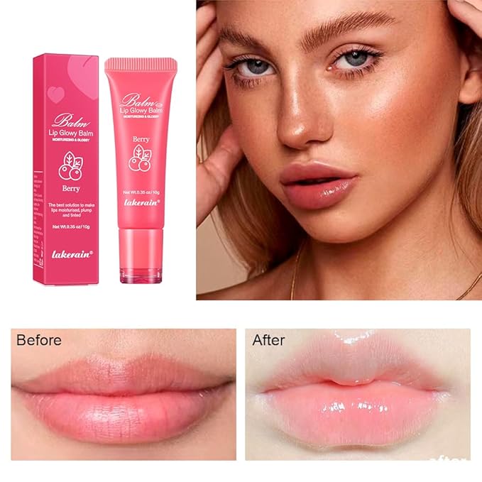 Hydrating Lip Butter Balm for a Glossy Finish and Lip Glow - Lip Glowy Balm with Summer-worthy Fragrance | Vegan Lip Care (#2-Berry)