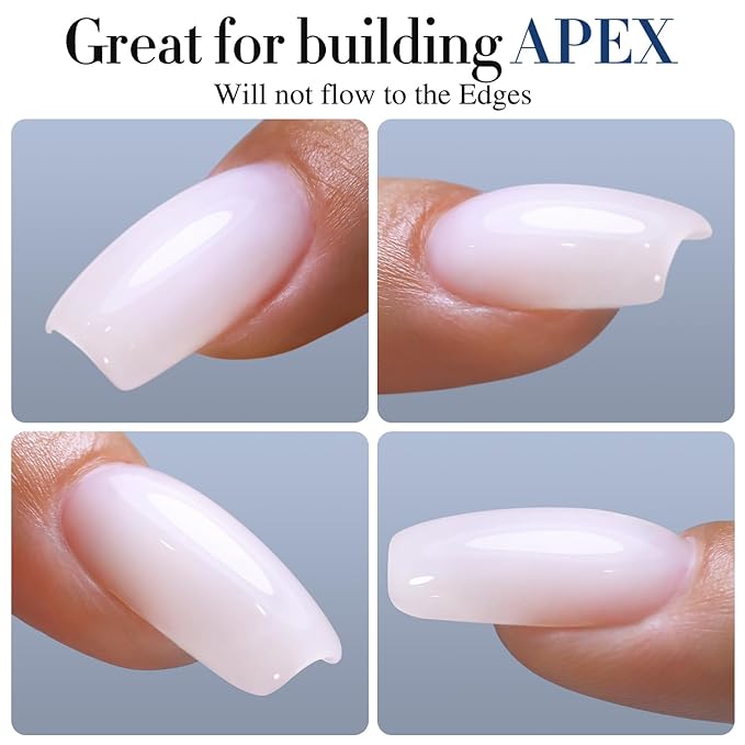 Double Rhythm 0.52 Oz Rubber Gel Polish Nail Strengthener Builder in a Bottle for Thickening Extension Hard Structure Glue (Nude Pink 8 in 1-3)