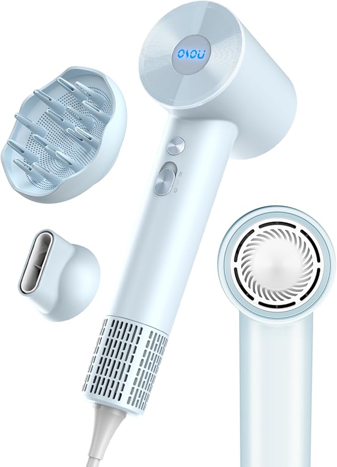 Hair Dryer with Diffuser for Curly Hair, Negative Ionic Hairdryer, High-Speed Blow Dryer with 110, 000 RPM Brushless Motor, Fast Drying Lightweight Travel Hairdryer, Low Noise Quiet Hair Dryers