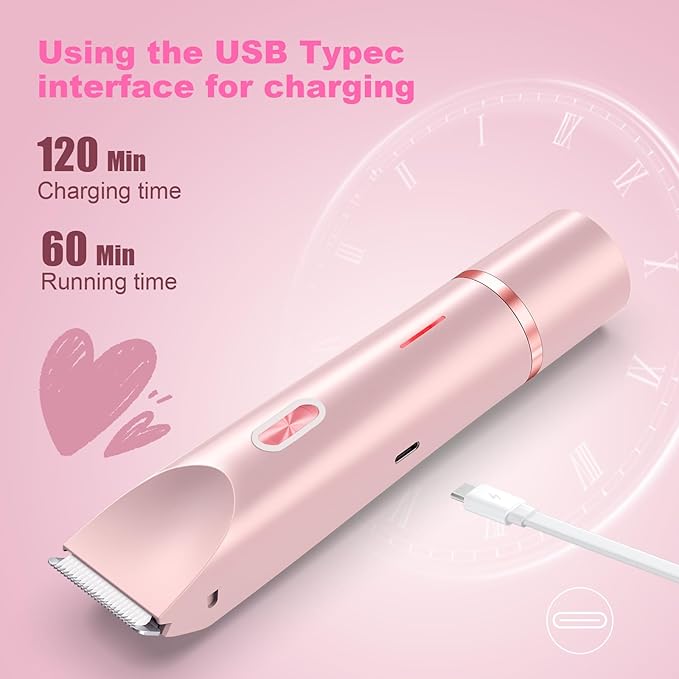 2025 New Bikini Trimmer for Women,Dermave Bikini Shaver,2-in-1 Electric Razors for Women(Pink)