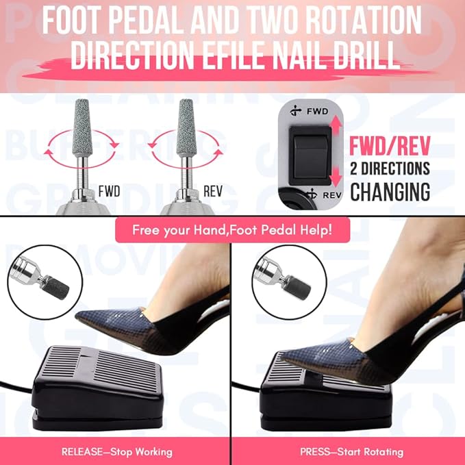 Makartt Nail Drill - Portable Electric Nail File Machine Geneviere E File Pink JD700 Professional 30000RPM Manicure Drill for Acrylic Nails Poly Nail Gel Polish Beauty Gift