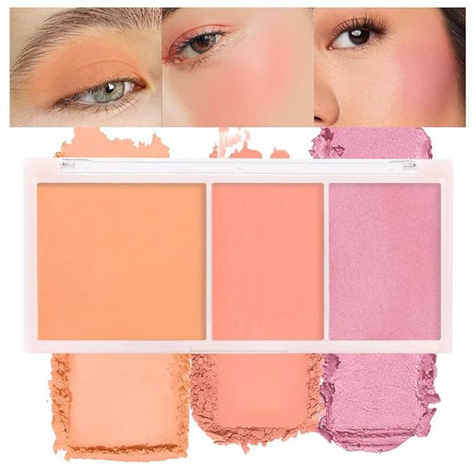3 IN 1 Brown Nude Face Highlight Bronzer Powder Palette for Face Cheeks Contour Brightening, Buildable Matte Coverage Natural Makeup,Ultra Sculpt Nose Shadow Eyeshadow Primer-Orange