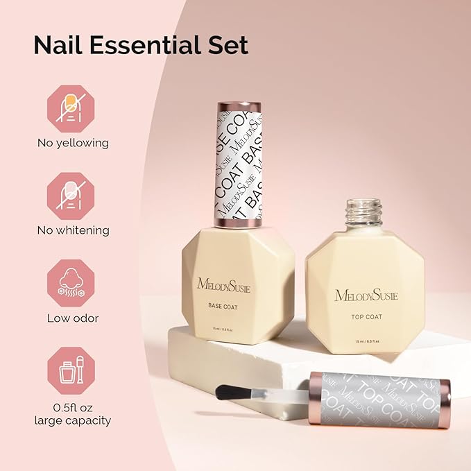 MelodySusie Base Coat Long Lasting Soak Off UV LED Nail Lamp Nail Polish Art Design Manicure Kit Perfect Gifts for Women Girls 1 Pcs 15ml