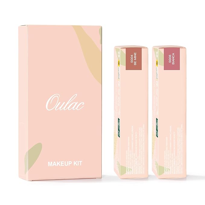 Oulac Satin Lipsticks for Women Set - Matte Lipstick, Full Coverage Lip Color, Satin Matte Finish, Cream Texture, Hydrating, Infused with Hyaluronic Acid, 4g*2 SG04+SG08