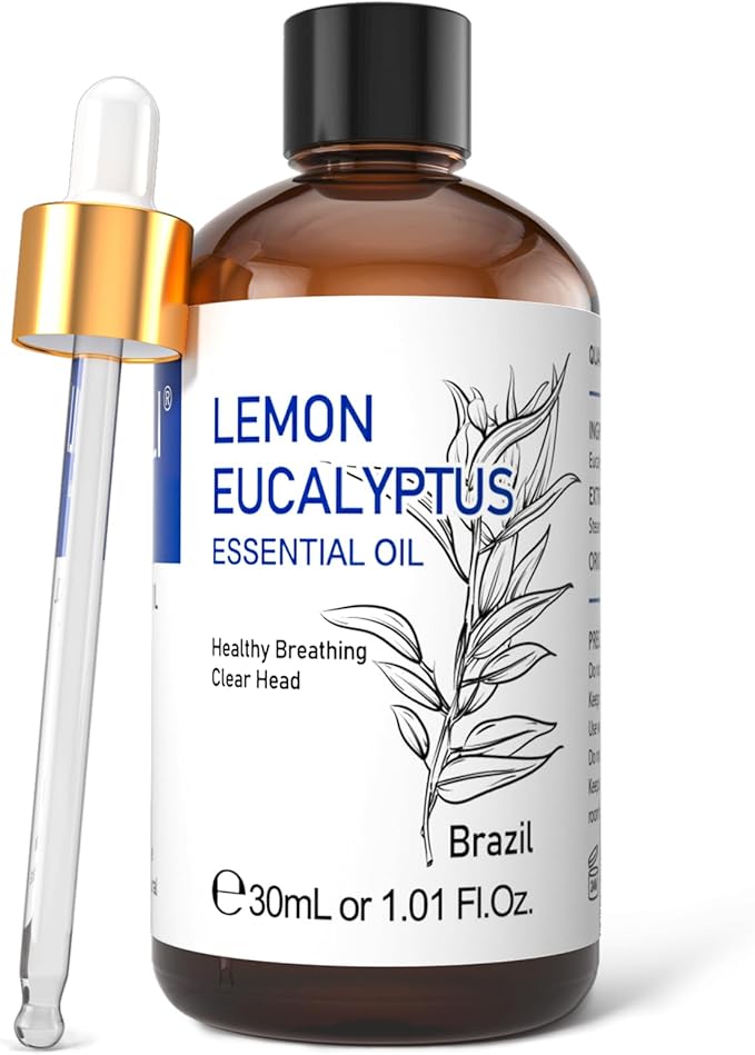 HIQILI Lemon Eucalyptus Oil, for Spary, Diffuser, Indoors, Outdoors, Garden, Yard, 100% Pure Natural - 1.01 Fl Oz