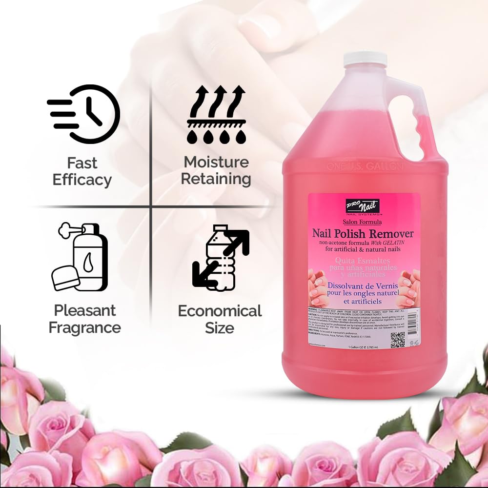 PRONAIL - Non-Acetone Nail Polish Remover Professional, Maximum Strength, 1 Gallon