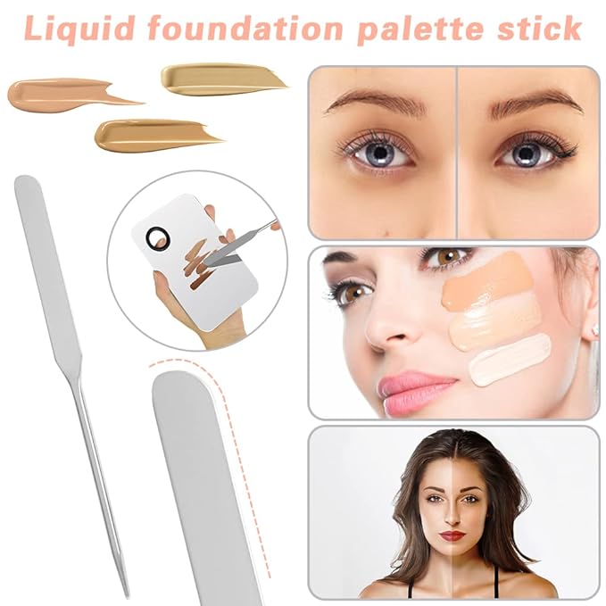 3PCS Makeup Mixing Palette, Stainless Steel Cosmetic Makeup Palette With Spatula Makeup Artist Tool, Professional Cosmetic Mixing Makeup Palette For Mixing Eye Shadow/Eyelash/Nail Art/Foundation