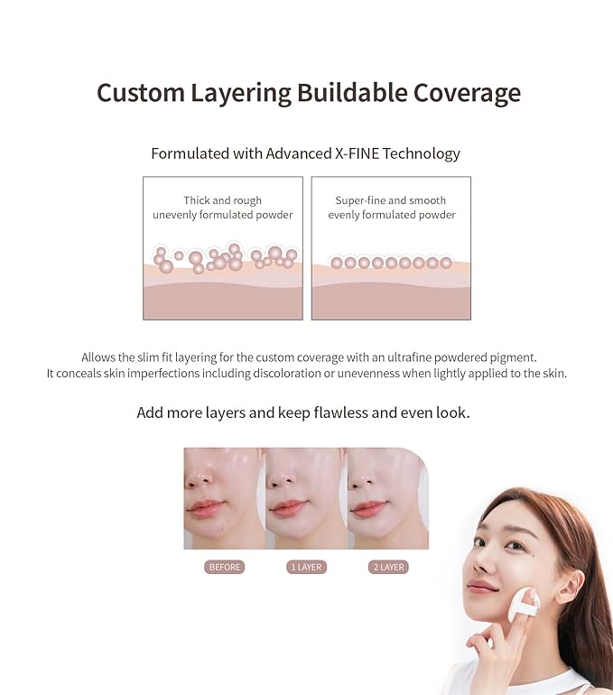 Heart Percent Dote on Mood Layer Cushion SPF 50+/PA+++ with Refill, Satin Glow Silky Flawless Finish Full Coverage Advanced Skincare Foundation (#23N)