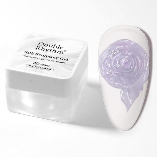 Double Rhythm 3D Nail Gel Pearl Solid Sculpting for Nail Art Non-Sticky Hard for Building Carving Molding Extension Soak Off UV/LED Nail Art Salon Home DIY 0.5 Oz (Purple-Silk 05)