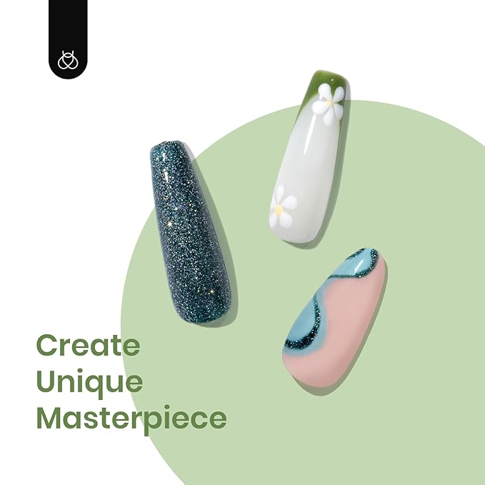 Beetles Green Gel Nail Polish Set - 6 Colors Green Gray Blue Glitter Nail Gel Polish Soak off Uv Gel Nail Art Manicure Gifts for Women