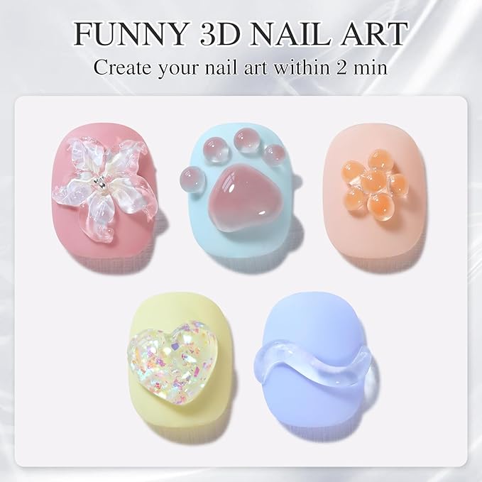 Double Rhythm 3D Clear Solid Sculpting Gel for Nail Art - Non-Sticky Hard Gel for Building, Carving, Molding Extension - Soak Off UV/LED Salon Home DIY 0.5 Oz (Clear)