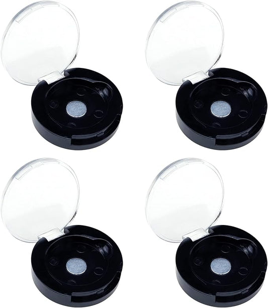4 Pack Empty Eyeshadow Holder Case Round Magnetic Makeup Eyeshadow Lipstick Palette Container For Travel Sample DIY - Black