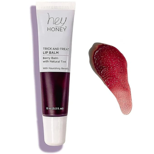 Hey Honey Skincare Trick and Treat Honey Berry Plumping Lip Balm | 2 In 1 Natural Tint with Hydrating & Moisturizing Properties | Targeting Your Lips Area Wrinkles | 0.5 oz (Honey Berry)