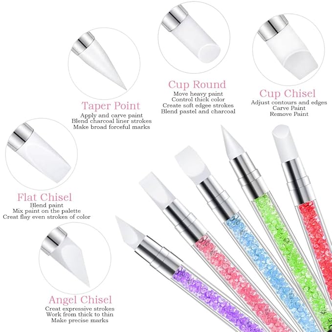 Nail Art Tools,Nail Art Brush,2 sets Nail Stand,5 PCS Dual Tipped Nail Dotting Tool and Sculpture Pen, Acrylic Silicone Nail Pen, Nail Design Tools