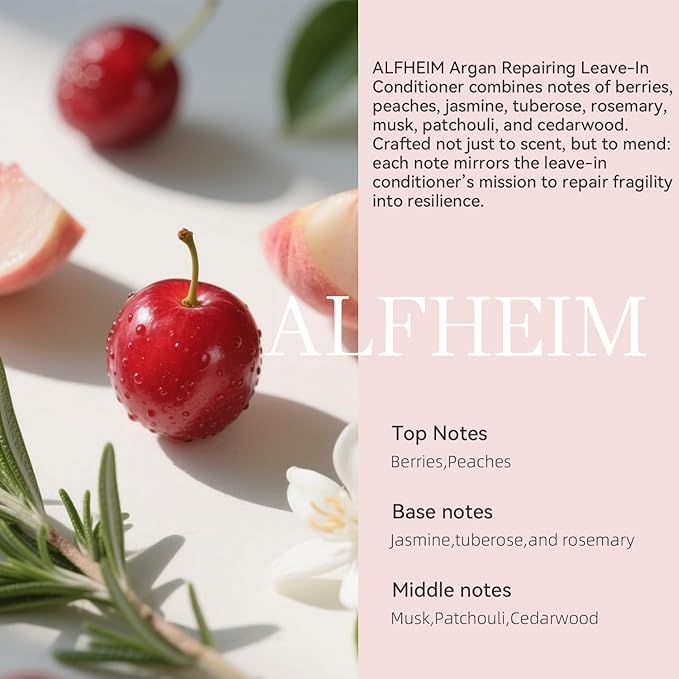 ALFHEIM Argan+ Repairing Leave-In Conditioner | Lightweight Hair Detangler & Anti-Frizz Spray | Moisturizing & Nourishing with Argan Oil, Keratin, Niacinamide | For Dry, Damaged, Frizzy Hair | 5.4 oz