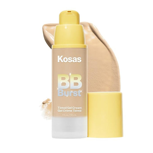 Kosas BB Burst Tinted Face Gel Cream - Supports Healthy Collagen, Smoothes Skin, Hydrates & Moisturizes - Lightweight Buildable Coverage - Medium Neutral Olive 22, (1 Oz/30 ML)