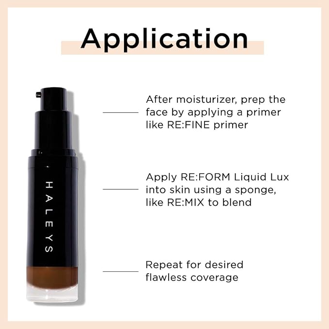 HALEYS RE:FORM Liquid Lux Foundation (10.00) Vegan, Cruelty-Free Foundation Makeup - Even Skin Tone and Cover Blemishes & Imperfections with a Luminous Finish for Long-Lasting Wear