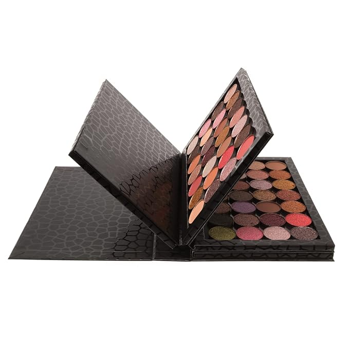 4-Layer Book Shaped Magnetic Palette Large Empty Makeup Palette Storage Box for Eyeshadow Lipstick Blush Powder (Black)