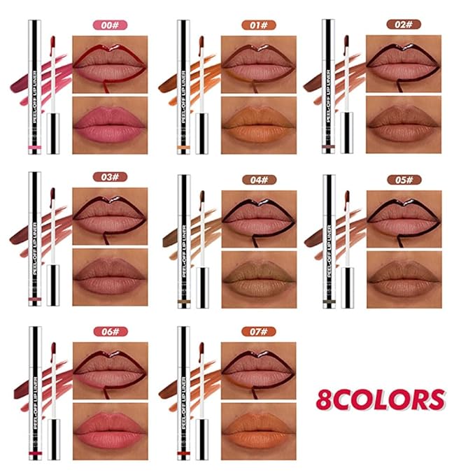 2Pcs Matte Liquid Lip Gloss Stain-Peel Off Lip Liner Tattoo, Long Lasting Peel Off Lip Stain,Waterproof & Transfer-Proof Lip Liner Peel Off Lip Gloss for All Skin Types (#02+#03)