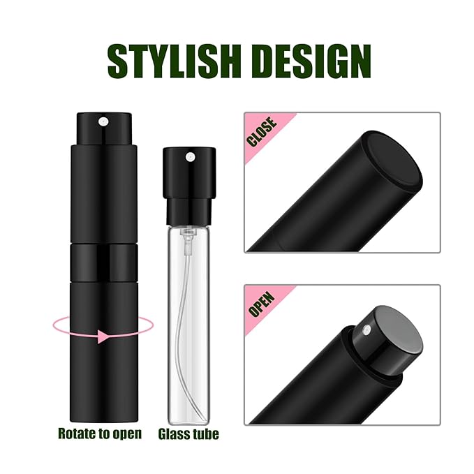 2 PCS/8ml Portable Mini Perfume Atomizer bottles, Empty Refillable Spray Bottle with 3 Types of Refill Tools, Pocket Travel Perfume Sample Bottles(Silver)