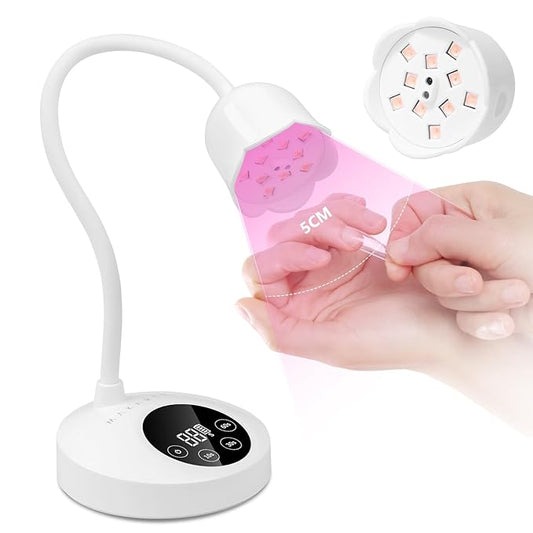 Makartt UV Nail Lamp: Mini UV Light for Gel Nails Polish Luminoza 30W Rechargeable LED Nail Light Nail Dryer with 4 Timers & Auto Sensor, Fast Curing Goosenecks Lamp for Home DIY Manicure