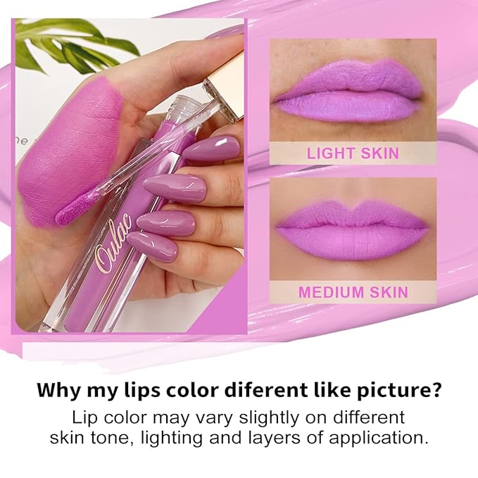 Oulac Matte Liquid Pinky Purple Lipstick for Women, Light Pink Lipstick Long Lasting Waterproof Lip Stain, No Transfer, Creamy High Pigmented Formula with Rose Oil, Vegan & Cruelty-Free, M14