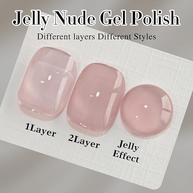 Double Rhythm Translucent Gel Polish Sheer Neutral Natural Light Milky Same Color Same Bottle 15ML Jelly Nail Polish Nail Art DIY at Home (Milky Nude Purple-A1414)