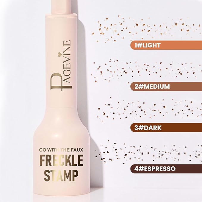 Freckle Stamp Pen,Fake Freckles Stain Marker Pencil Tool for Natural Lifelike Sunkissed Face Freckle Makeup for Waterproof and Long-Lasting,Quick Dry 5-Point Faux Freckle Stamp Cushion, 04 Espresso