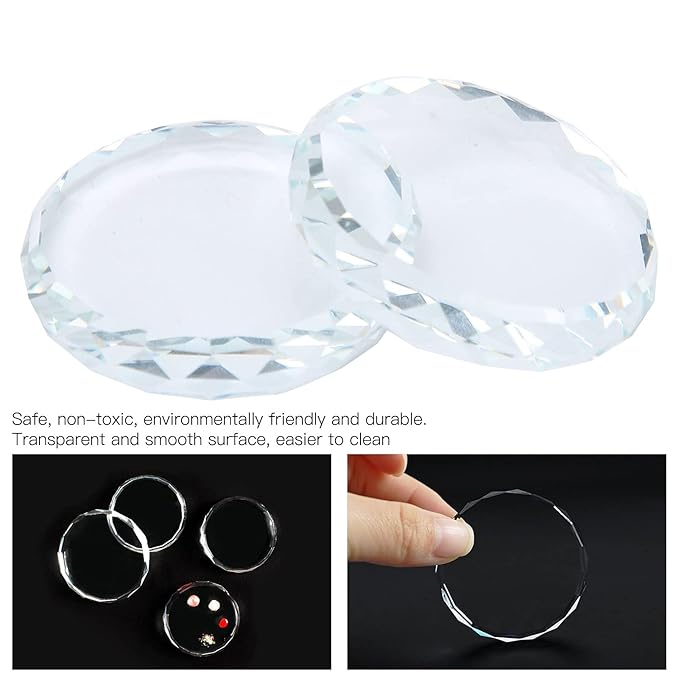 2Pcs Nail Art Palettes, Manicures DIY Color Mixing Toning Glass False Eyelash Glue Hold Tools Beauty Makeup Glass Pallet