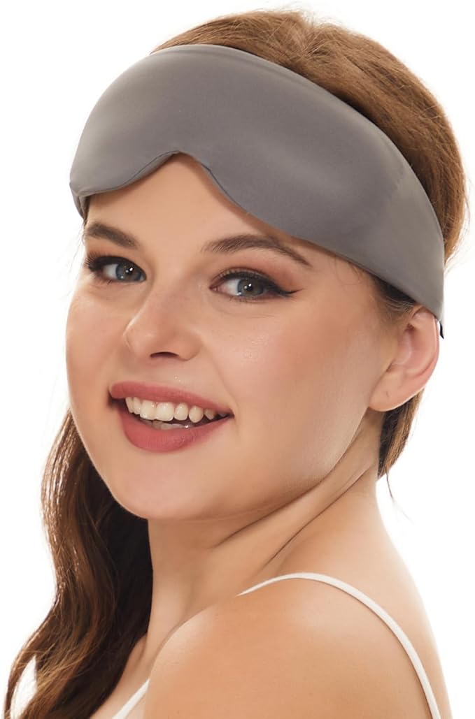 ALASKA BEAR Sleep Mask for Side Sleepers Patented Design, Cup-Shaped and Extra-Soft, 100 Blackout Eye Mask Shades Cover for Men and Women Home or Travel, Machine Washable, Dark Grey