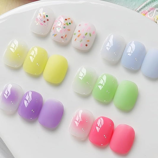Born Pretty Jelly Pastel Gel Nail Polish 6 Colors Spring Summer Yellow Green Blue Purple Pink Candy Sweet Colors Apex Building Effect Gel Polish Kit Nail Art Gel Manicure Kit DIY at Home Salon Gifts